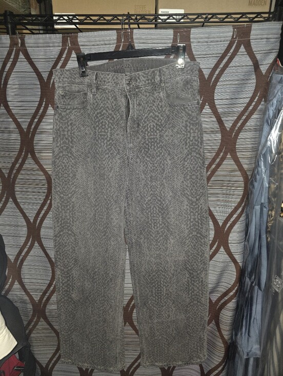 American Eagle Outfitters Pants - American Eagle Grey Snake-Print Wide Leg Jeans